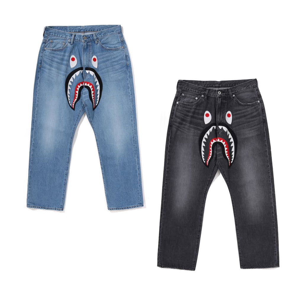 A BATHING APE SHARK LOOSE FIT 13OZ DENIM PANTS – happyjagabee store
