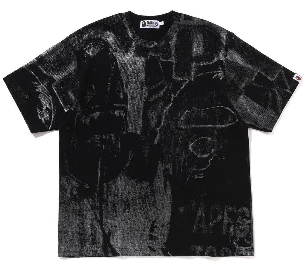 A BATHING APE ワンピース 長袖 シャツ A BATHING APE METALLIC COATED OVERALL PRINT RELAXED FIT TEE