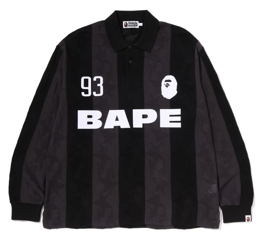 A BATHING APE STA STRIPE PATTERN JACQUARD MULTI LOGO RELAXED FIT L