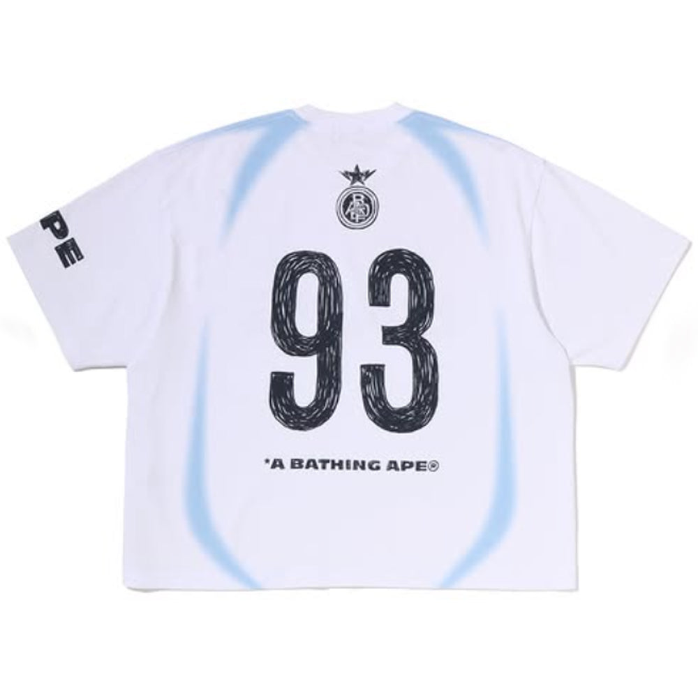 A BATHING APE HEVY WASH HAND DRAW FOOTBALL MULTI LOGO RELAXED TEE