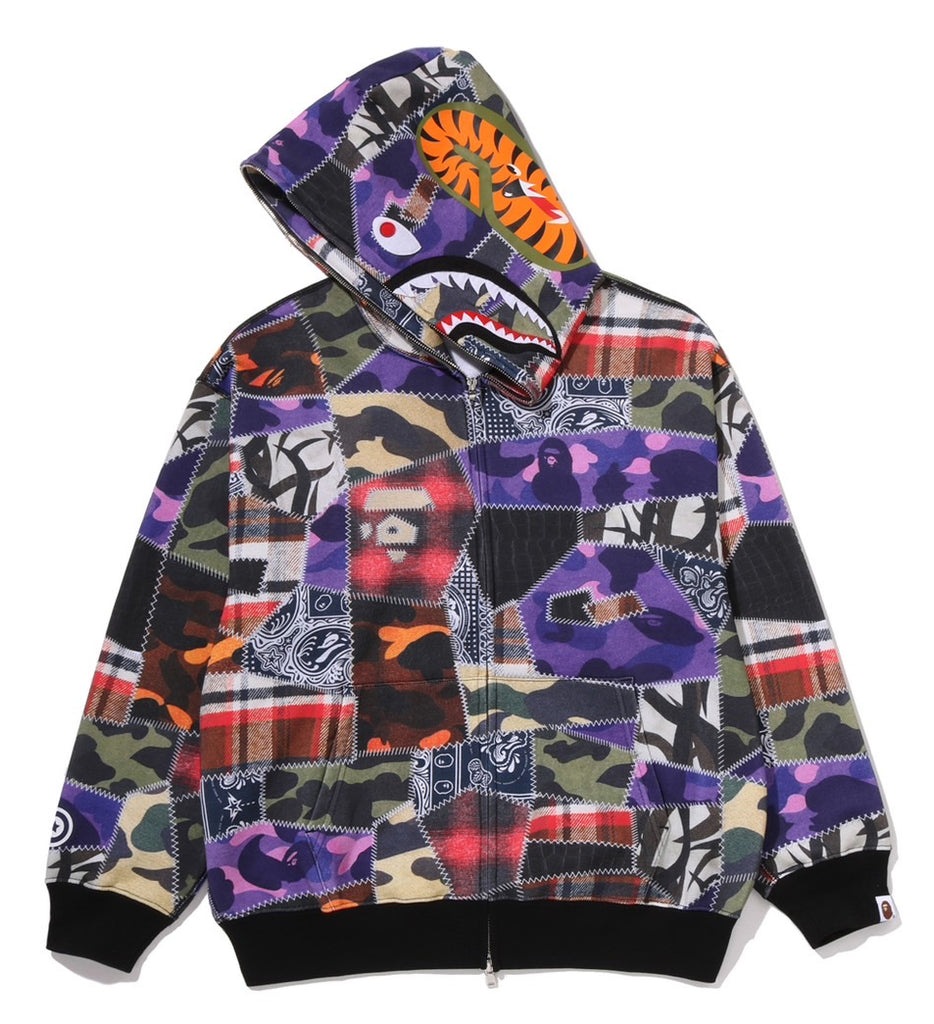 A BATHING APE CRAZY PATCH SHARK FULL ZIP HOODIE – happyjagabee store