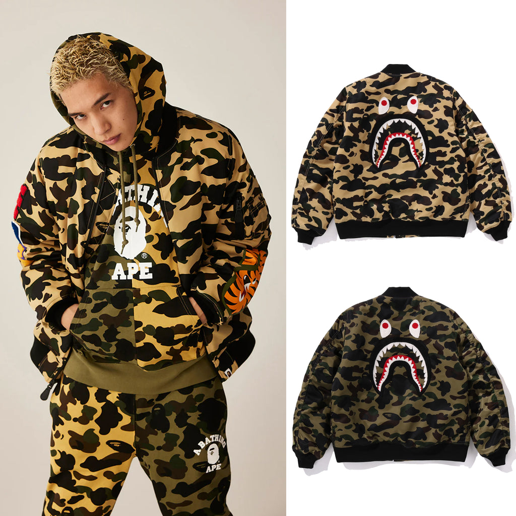 J*1様 A BATHING APE 1ST CAMO SHARK MA-1 A BATHING APE 1ST CAMO SHARK MA-1 JACKET – happyjagabee store