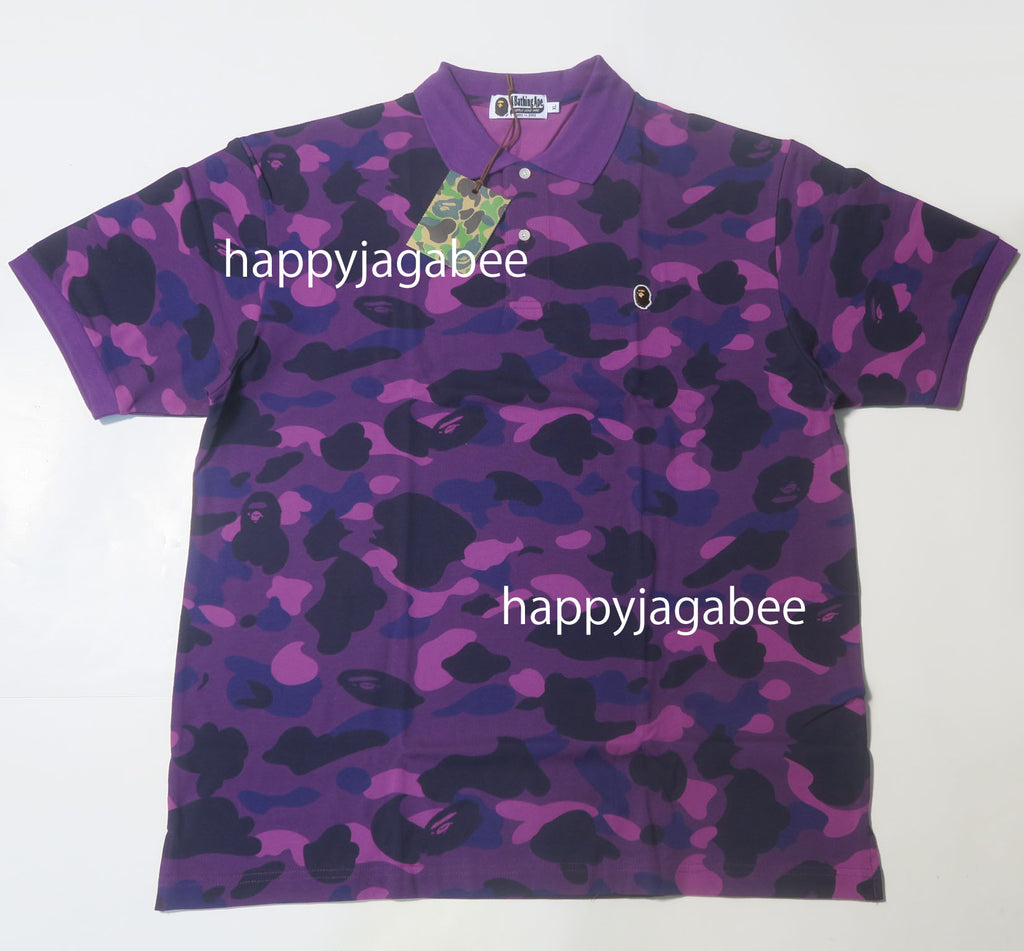 A BATHING APE COLOR CAMO LARGE APE HEAD RELAXED POLO SHIRT