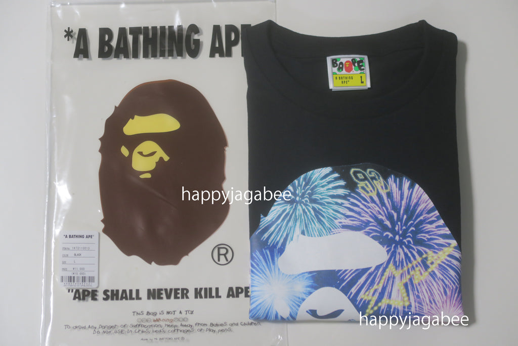 A BATHING APE APE HEAD PHOTO FIREWORK TEE ( Harajuku Limited