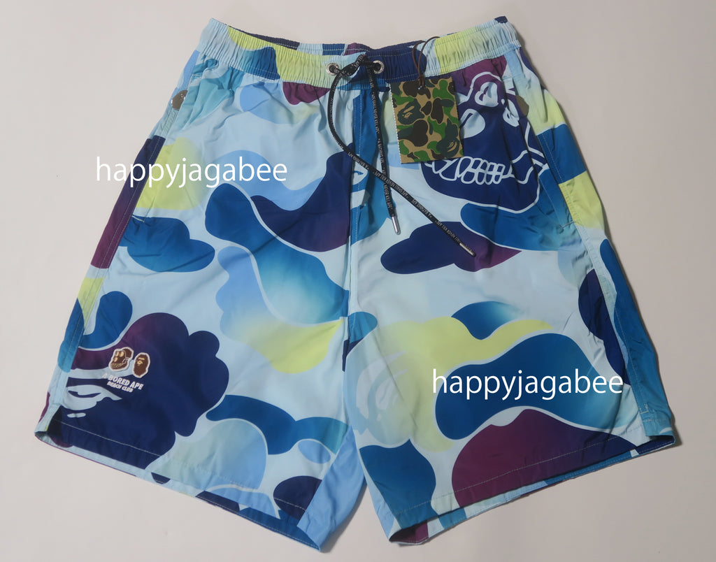a bathing ape shark bape BEACH SHORTS 水着 A Bathing Ape Men Color Camo Shark Beach Shorts purple