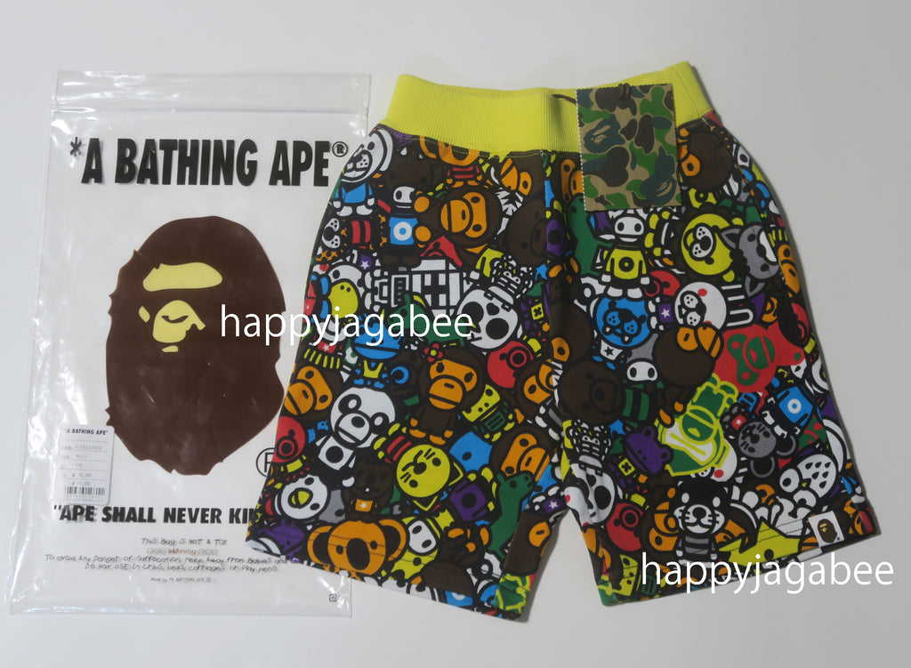 A BATHING APE BAPE KIDS MILO ALL SAFARI SWEAT SHORTS