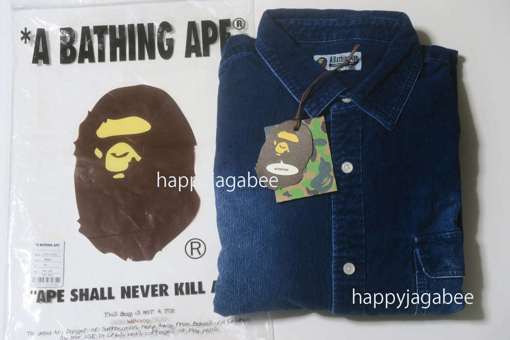 エイプ　コーデュロイシャツ A BATHING APE® コーデュロイ シャツ | ブルー | FARFETCH JP