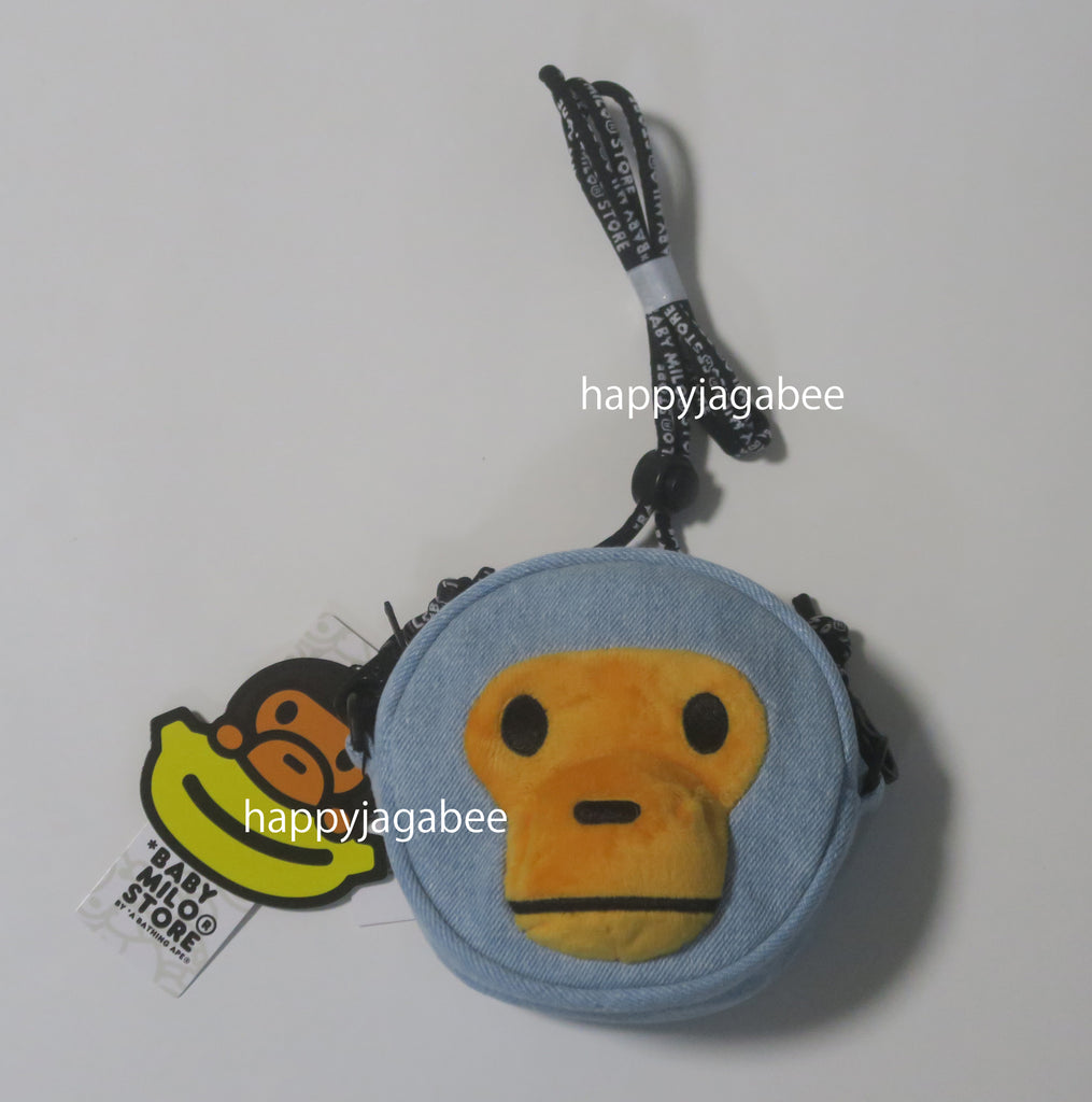 A BATHING APE BABY MILO STORE BABY MILO FACE DENIM CROSS BAG