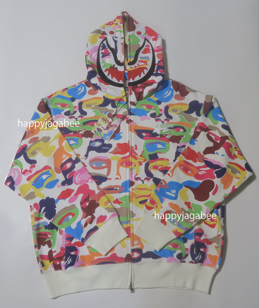 L　BAPE X KIDSUPER　SHARK FULL ZIP HOODIE BAPE X KIDSUPER CAMO SHARK FULL ZIP HOODIE [GREEN] - KidSuper
