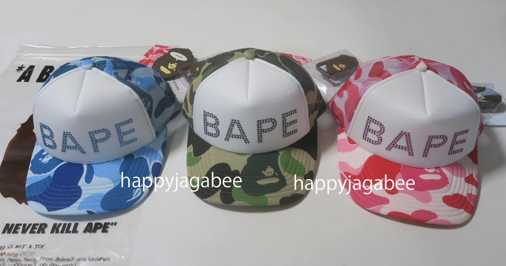 A BATHING APE Ladies' ABC CAMO CRYSTAL STONE MESH CAP