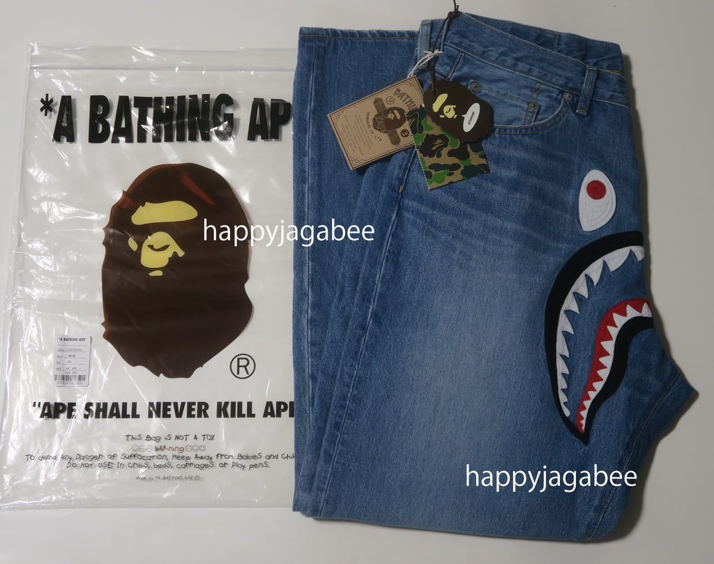 A BATHING APE SHARK LOOSE FIT 13OZ DENIM PANTS – happyjagabee store A BATHING APE SHARK LOOSE FIT 13OZ DENIM PANTS – happyjagabee store