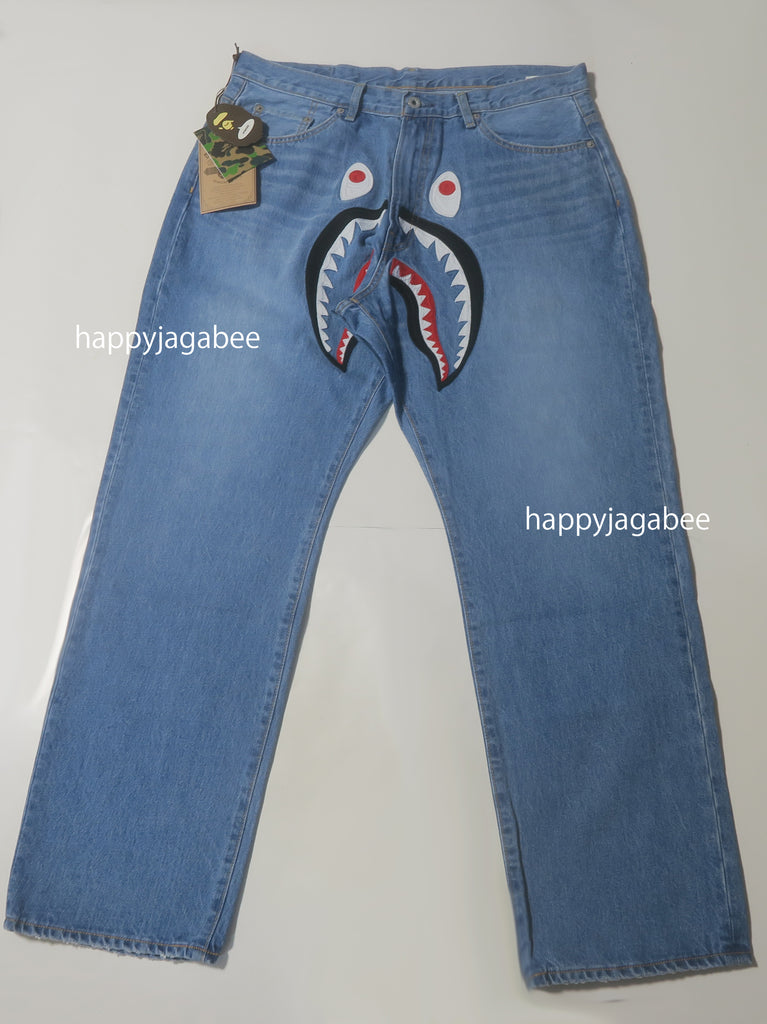 A BATHING APE SHARK LOOSE FIT 13OZ DENIM PANTS – happyjagabee store