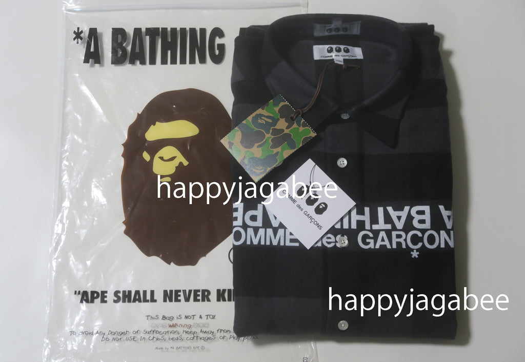 極少 即発送 BAPE CDG ギャルソン BLOCK CHECK SHIRT CDG BAPE CHECK 即発送 極少 ギャルソン SHIRT BLOCK