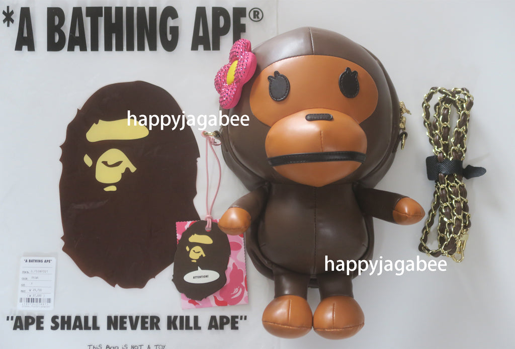 A BATHING APE Ladies' CRYSTAL STONE BABY LISA PLUSH DOLL SHOULDER