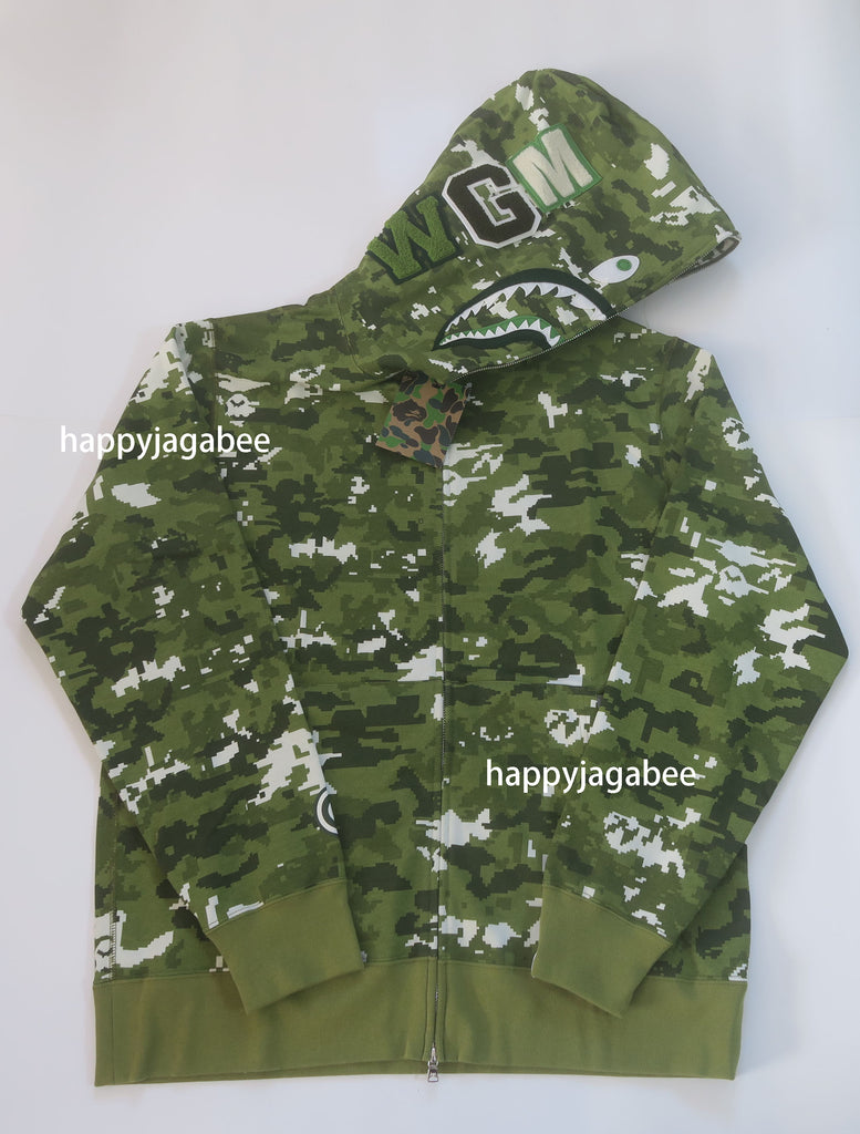 A BATHING APE MULTI PIXEL CAMO SHARK REGULAR FIT FULL ZIP HOODIE