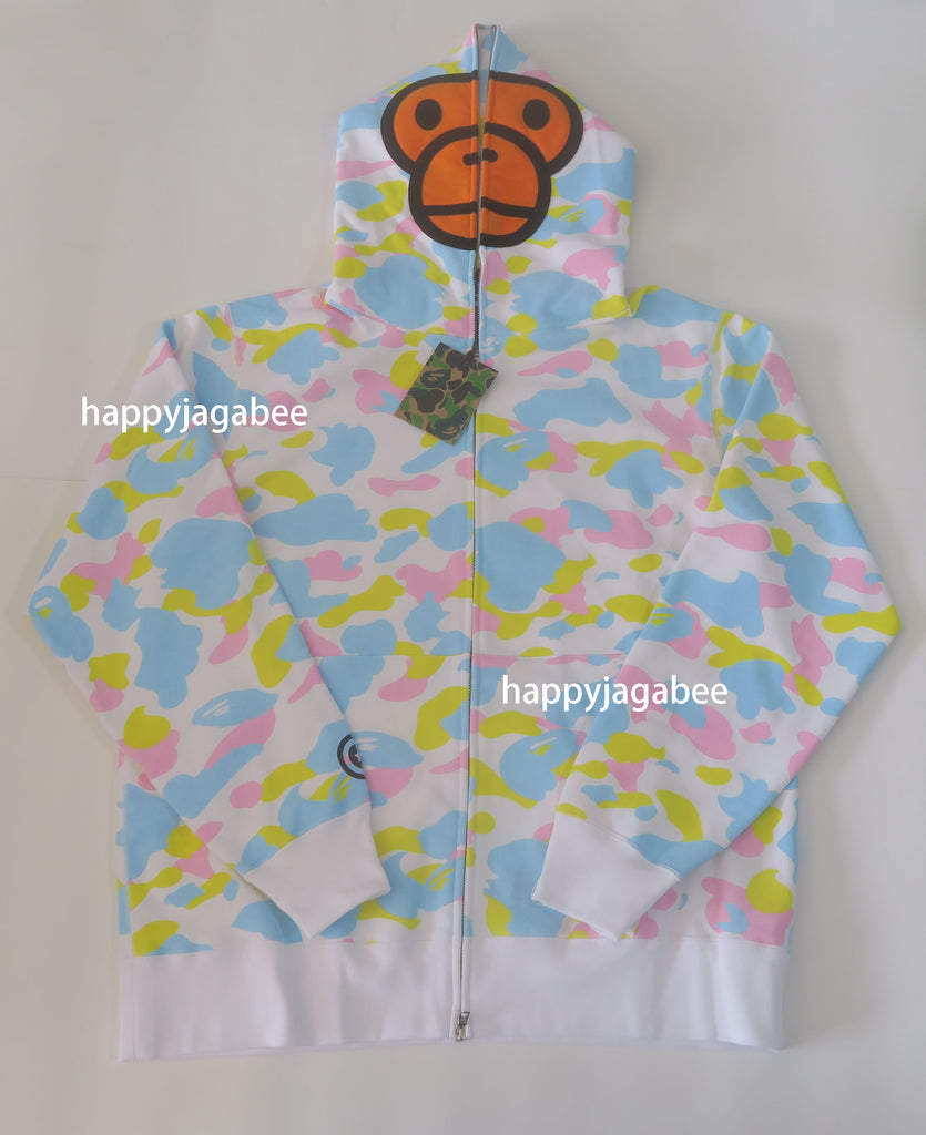 A BATHING APE NEW MULTI CAMO BABY MILO REGULAR FIT FULL ZIP HOODIE