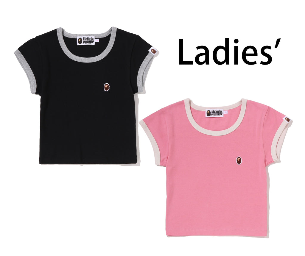 A BATHING APE Ladies' APE HEAD ONE POINT CROPPED TEE