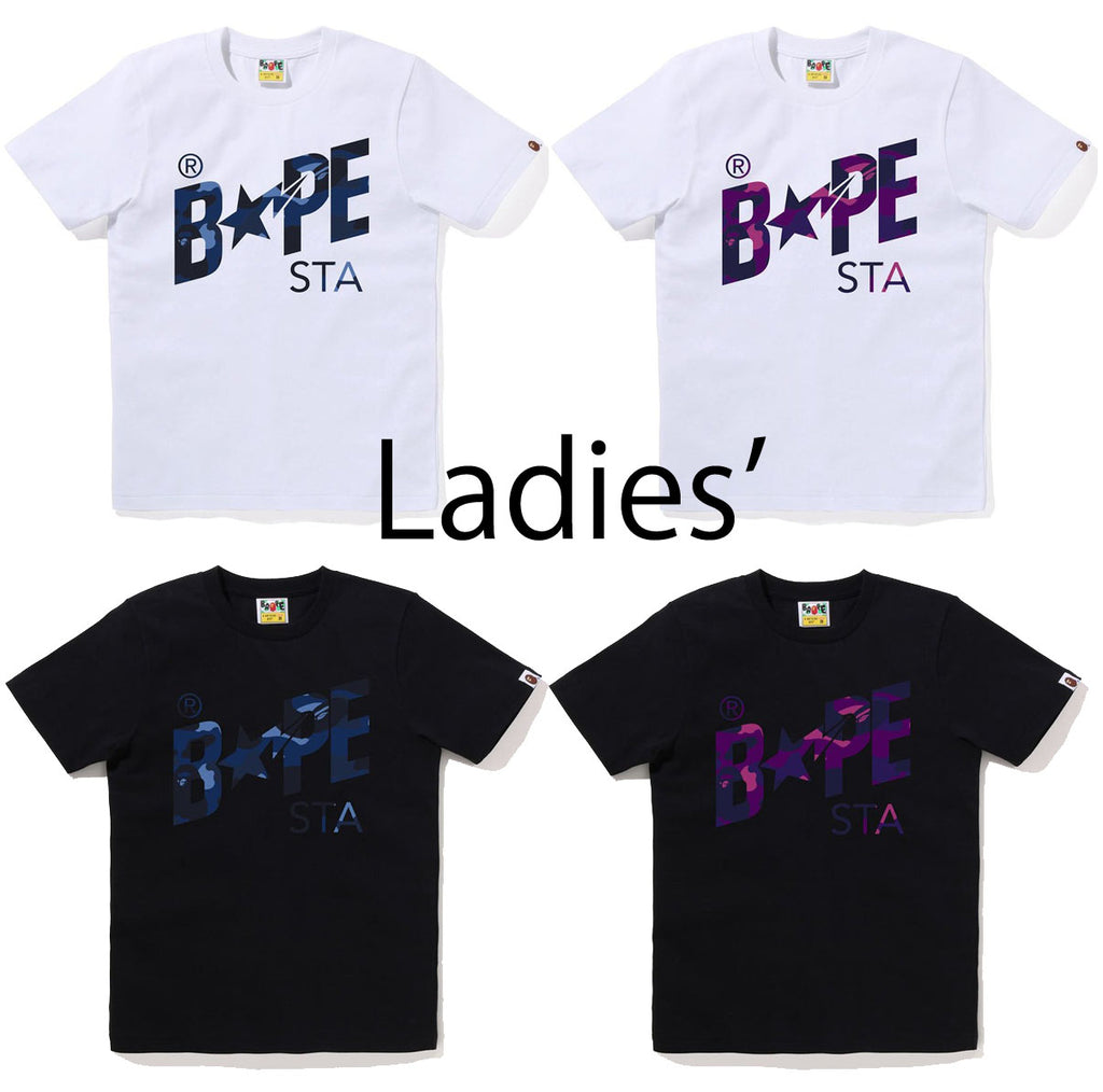 A BATHING APE Ladies' COLOR CAMO BAPE STA LOGO TEE – happyjagabee