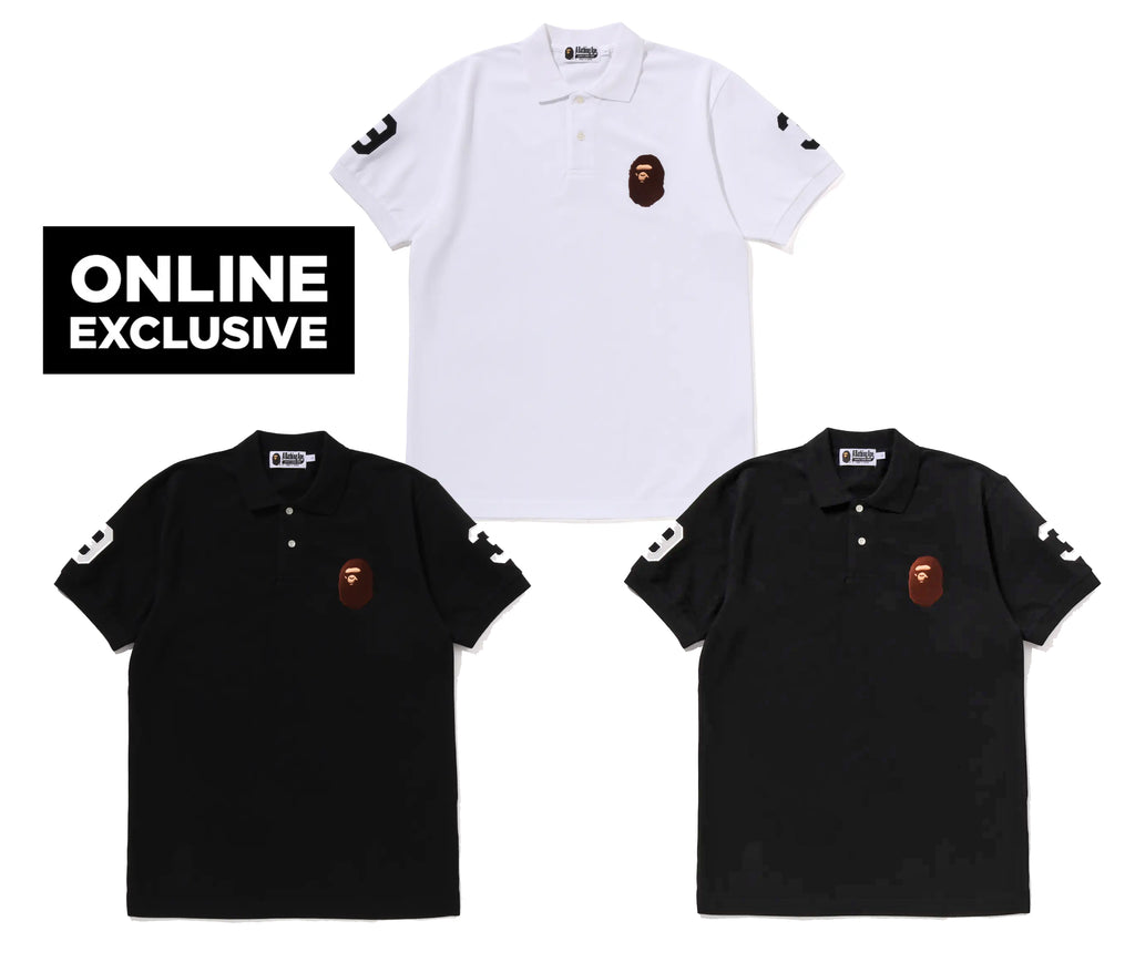 A BATHING APE LARGE APE HEAD POLO SHIRT ONLINE EXCLUSIVE
