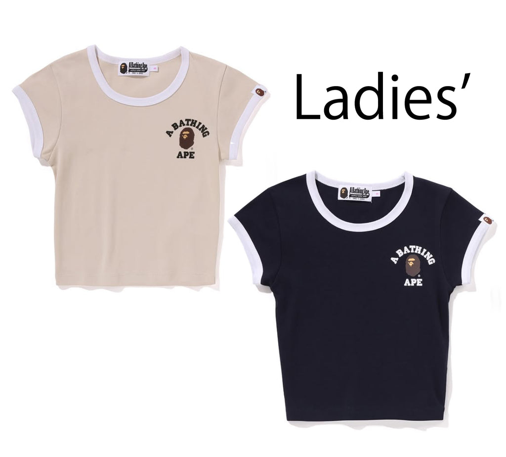 トップス BATHING APE CROPPED TRIM TEE L A BATHING APE Ladies' COLLEGE CROPPED TRIM TEE