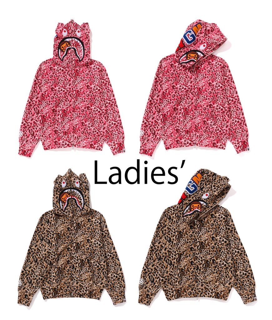 A BATHING APE Ladies' WILD LEOPARD PATTERN MILO SHARK FULL