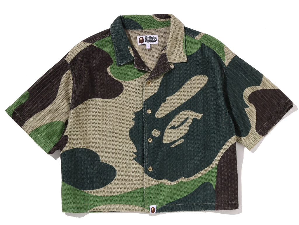 A BATHING APE Ladies' MEGA ABC CAMO OPEN COLLAR SHIRT