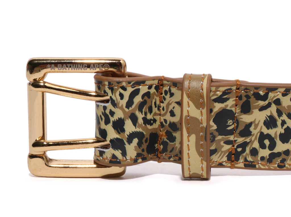 関税なし 送料無料 Leopard-Panel Belt A BATHING APE WILD LEOPARD PATTERN LEATHER BELT