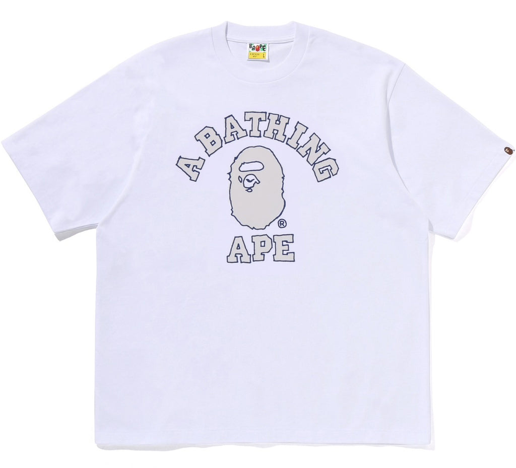 A BATHING APE HAND DRAW OUTLINE COLLEGE RELAXED FIT TEE