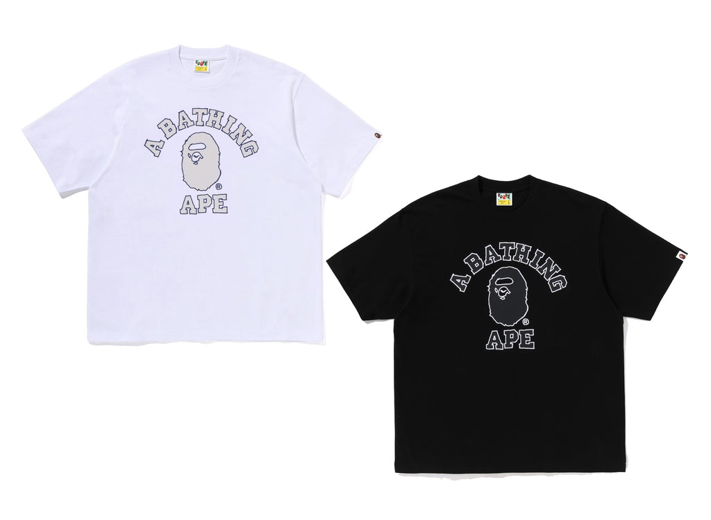 A BATHING APE HAND DRAW OUTLINE COLLEGE RELAXED FIT TEE
