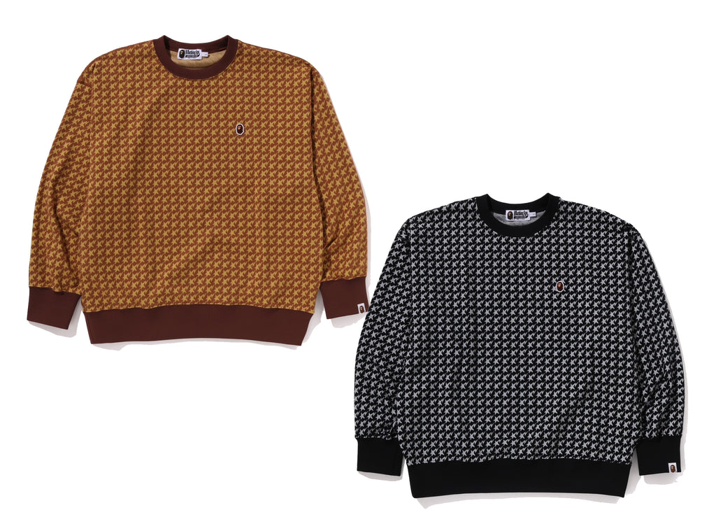 A BATHING APE STA HOUNDSTOOTH JACQUARD RELAXED FIT CREWNECK