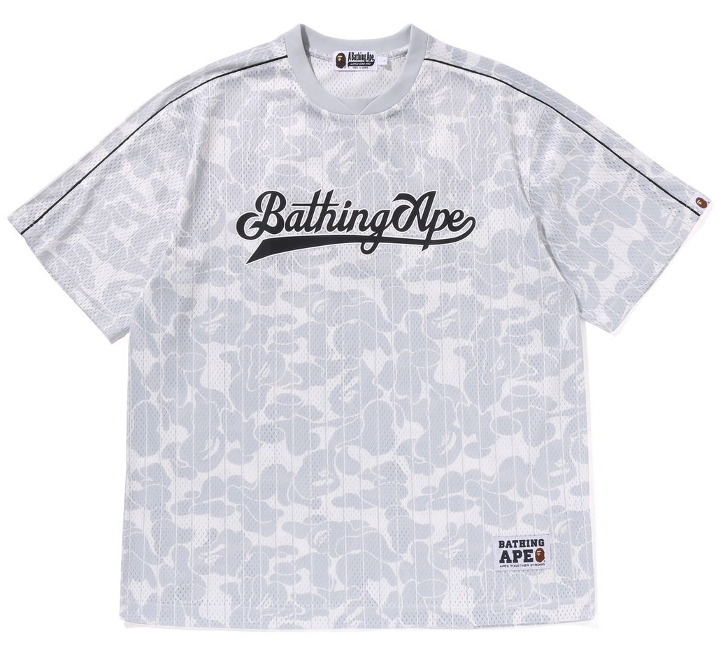 A BATHING APE CAMO STRIPE BASEBALL LOGO RELAXED FIT TEE