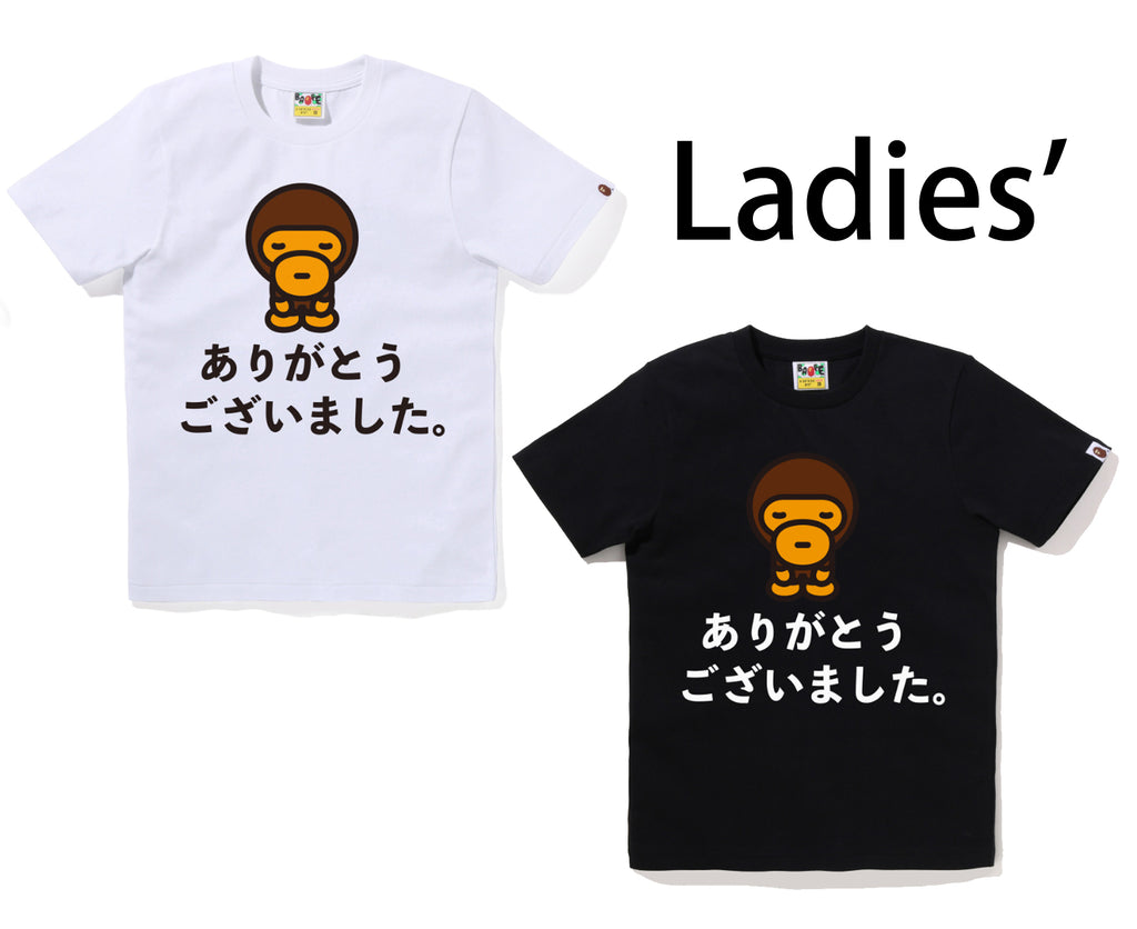A BATHING APE Ladies' BABY MILO JAPANESE LETTERS TEE