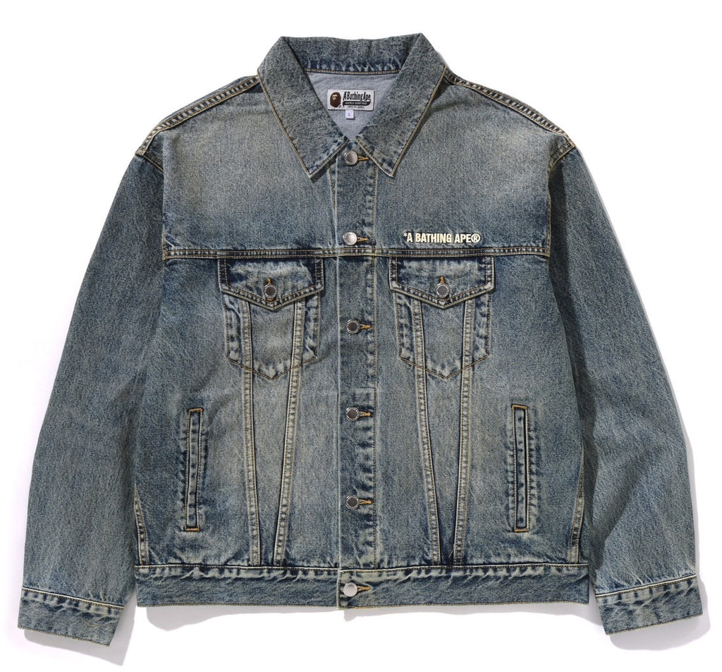 A BATHING APE DISTRESSED 13oz DENIM TRACKER JACKET