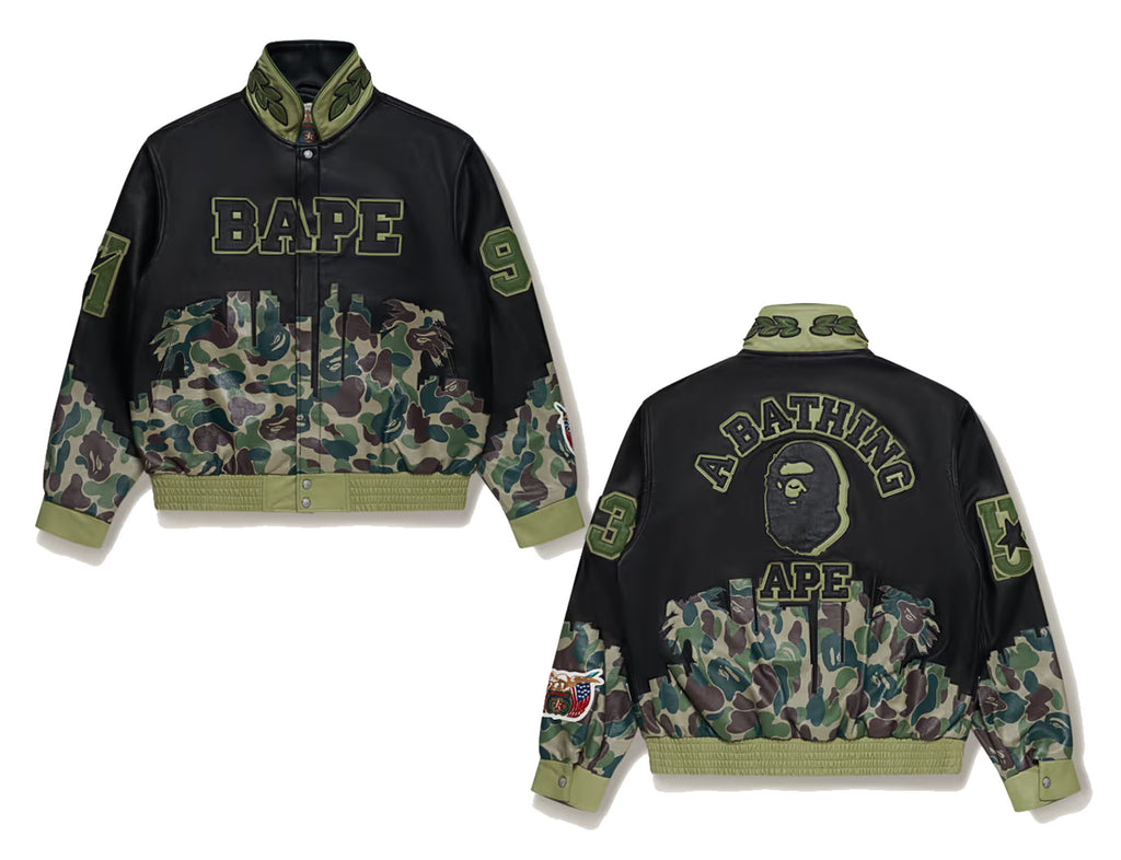 A BATHING APE BAPE x JEFF HAMILTON ABC CAMO MULTI LOGO LEATHER