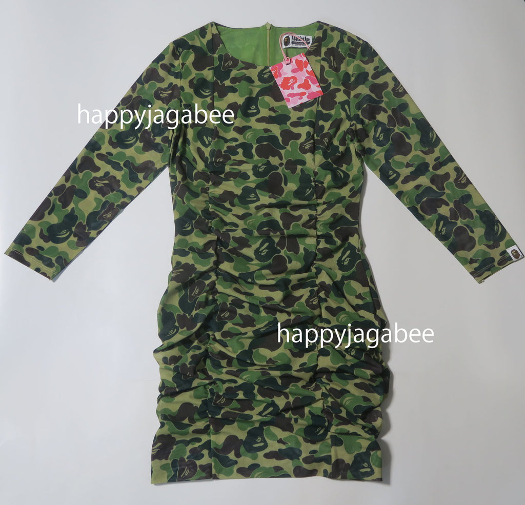 A BATHING APE Ladies' ABC CAMO MESH GATHERED ONEPIECE
