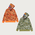A BATHING APE SPLASH CAMO SHARK FULL ZIP HOODIE