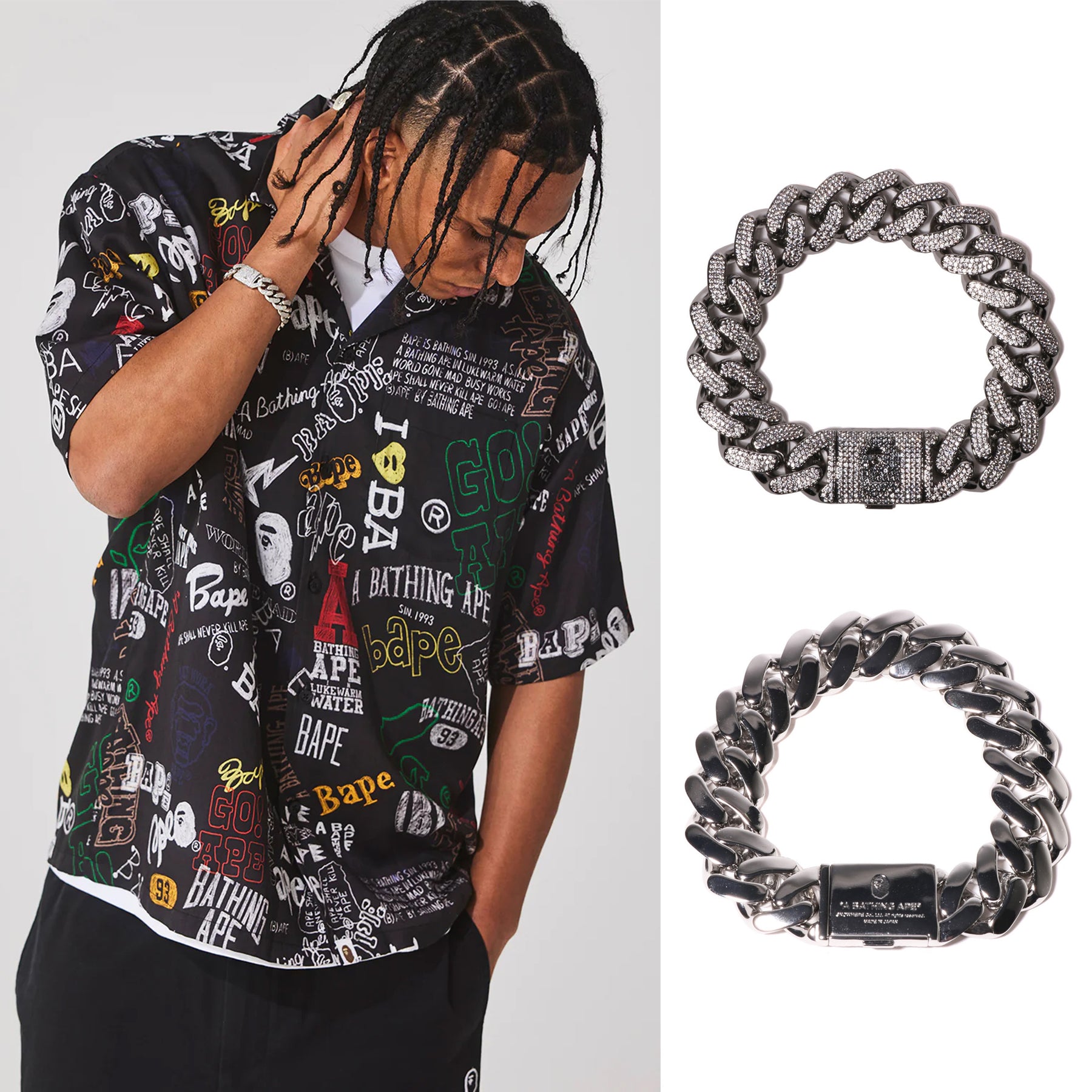 BAPE Ape Head Fat Bracelet Silver - SS24 - US
