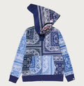 A BATHING APE PAISLEY PATTERN SHARK FULL ZIP HOODIE