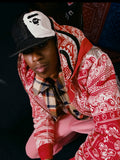 A BATHING APE PAISLEY PATTERN SHARK FULL ZIP HOODIE