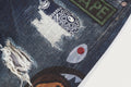 A BATHING APE BAPE KIDS BABY MILO FRIENDS DENIM PRINT SWEAT PANTS