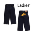 A BATHING APE Ladies' BAPE STA EMBROIDERY BAGGY DENIM PANTS