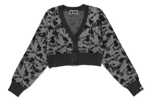 A BATHING APE Ladies' ABC CAMO CROPPED KNIT CARDIGAN