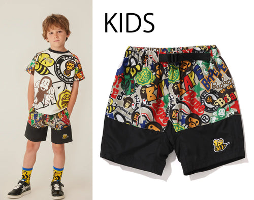 A BATHING APE BAPE KIDS BAPE MILO ASSORTED CLIMBING SHORTS