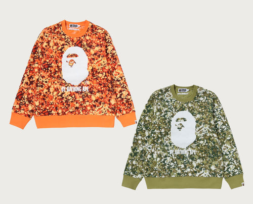 A BATHING APE SPLASH CAMO BY BATHING APE CREWNECK SWEAT SHIRT
