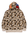 A BATHING APE DEF JAM CAMO SHARK RELAXED FIT FULL ZIP HOODIE