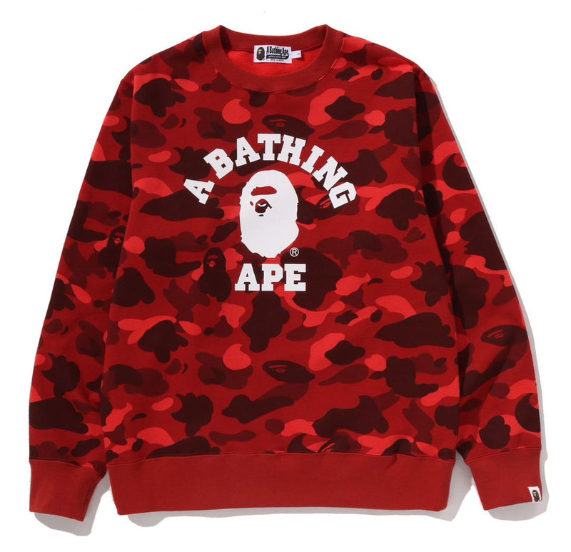 A BATHING APE COLOR CAMO COLLEGE CREWNECK SWEAT SHIRT - happyjagabee store