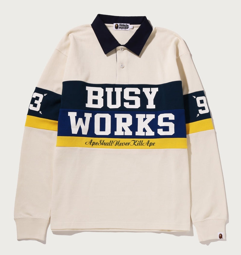 A BATHING APE BY BATHING APE STRIPED RUGBY SHIRT