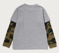 A BATHING APE BAPE KIDS 1ST CAMO COLLEGE LAYERED L/S TEE