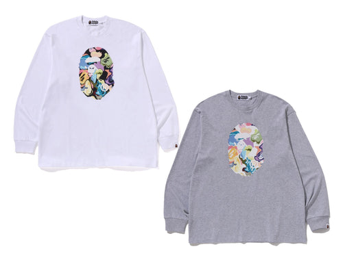 A BATHING APE ART CAMO APE HEAD RELAXED FIT L/S TEE