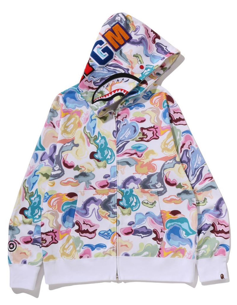 A BATHING APE ART CAMO SHARK FULL ZIP HOODIE